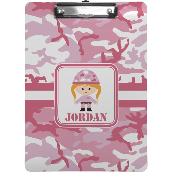 Custom Pink Camo Clipboard (Letter Size) (Personalized)