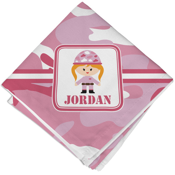 Custom Pink Camo Cloth Cocktail Napkin - Single w/ Name or Text