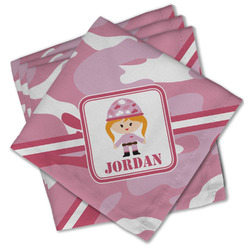 Pink Camo Cloth Cocktail Napkins - Set of 4 w/ Name or Text