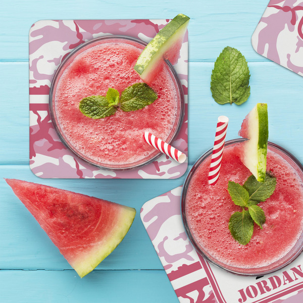 Pink Camo Coaster Set - LIFESTYLE