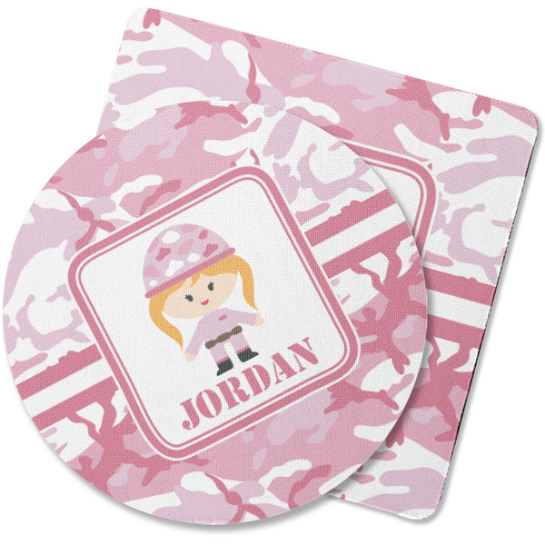 Custom Pink Camo Rubber Backed Coaster (Personalized)
