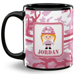 Pink Camo 11 Oz Coffee Mug - Black (Personalized)