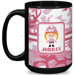 Pink Camo 15 Oz Coffee Mug - Black (Personalized)
