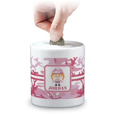 Pink Camo Coin Bank (Personalized)