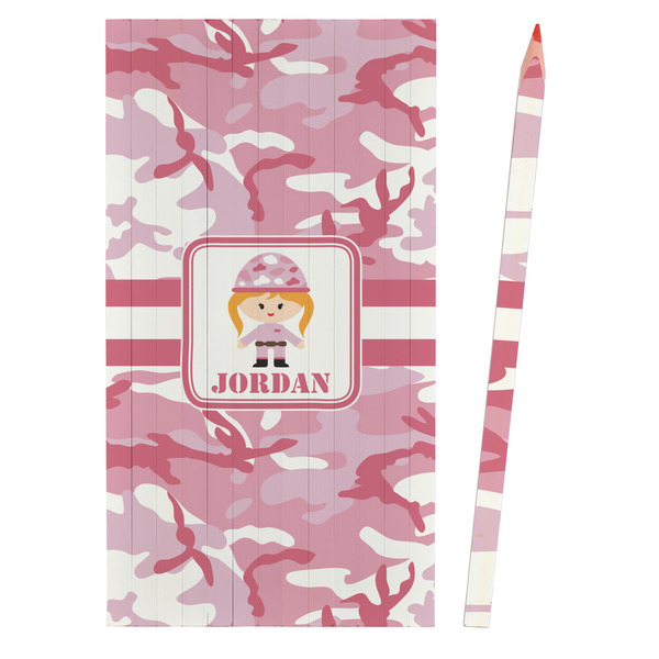 Pink Camo Colored Pencils - Front View