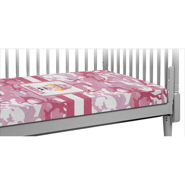 Custom Pink Camo Crib Fitted Sheet (Personalized)