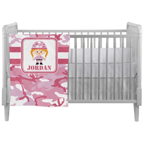 Custom Pink Camo Crib Comforter / Quilt (Personalized)