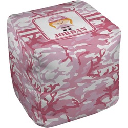 Pink Camo Cube Pouf Ottoman - 18" (Personalized)