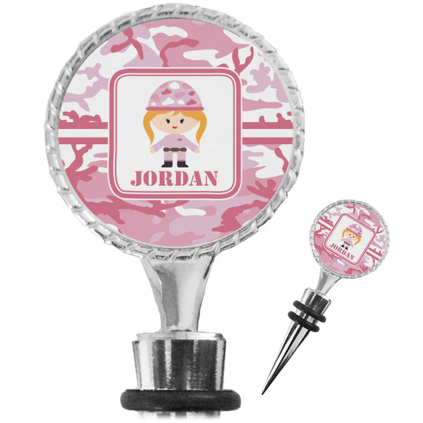 Custom Pink Camo Wine Bottle Stopper (Personalized)