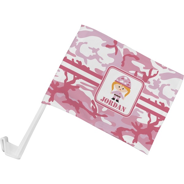 Custom Pink Camo Car Flag - Small w/ Name or Text