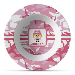 Pink Camo Plastic Bowl - Microwave Safe - Composite Polymer (Personalized)