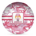 Pink Camo Microwave Safe Plastic Plate - Composite Polymer (Personalized)