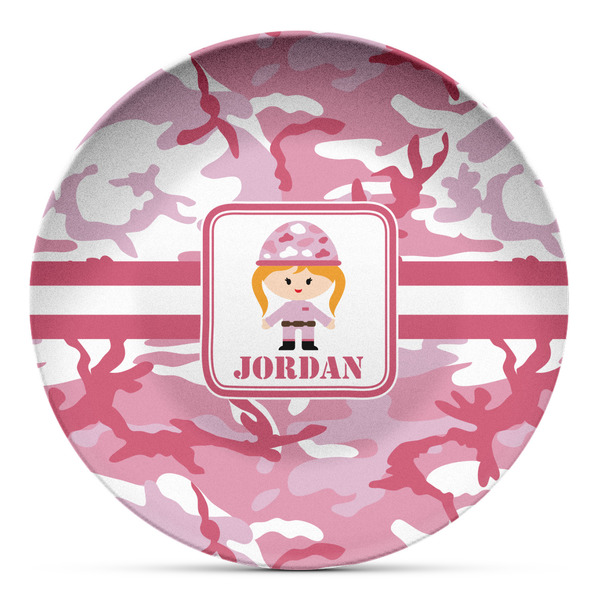 Custom Pink Camo Microwave Safe Plastic Plate - Composite Polymer (Personalized)