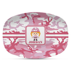 Pink Camo Plastic Platter - Microwave & Oven Safe Composite Polymer (Personalized)