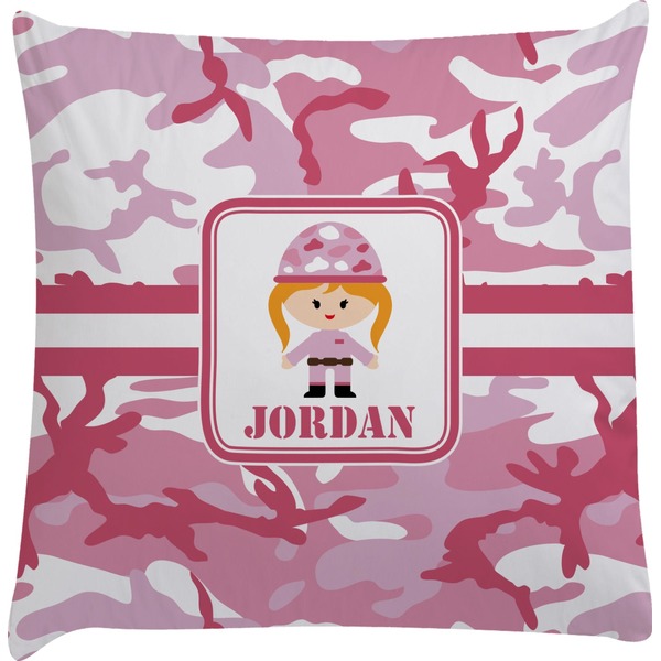 Custom Pink Camo Decorative Pillow Case (Personalized)