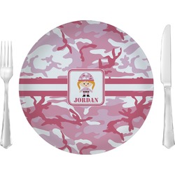 Pink Camo Glass Lunch / Dinner Plate 10" (Personalized)