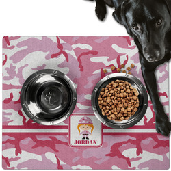 Pink Camo Dog Food Mat - Large w/ Name or Text