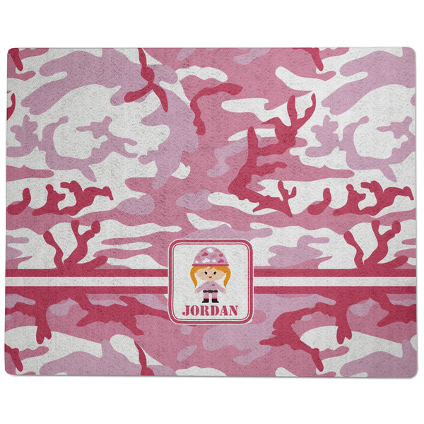 Pink Camo Dog Food Mat - Large without Bowls