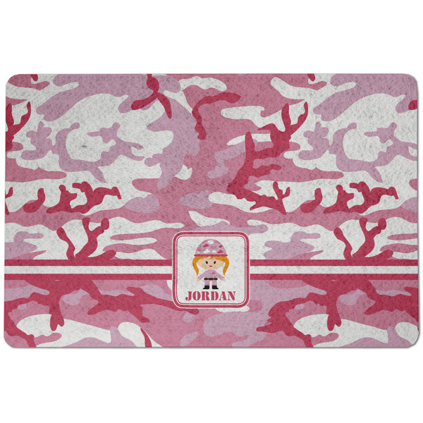 Pink Camo Dog Food Mat - Small without bowls