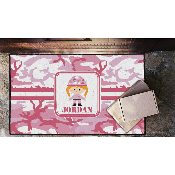 Pink Camo Door Mat - LIFESTYLE (Lrg)