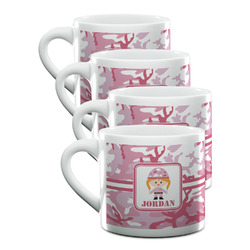 Pink Camo Double Shot Espresso Cups - Set of 4 (Personalized)