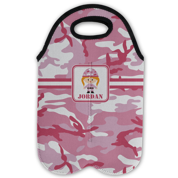 Pink Camo Double Wine Tote - Flat (new)