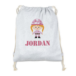 Pink Camo Drawstring Backpack - Sweatshirt Fleece - Double Sided (Personalized)