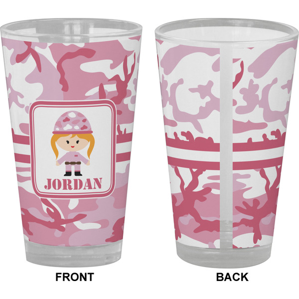 Pink Camo Pint Glass - Full Color - Front & Back Views
