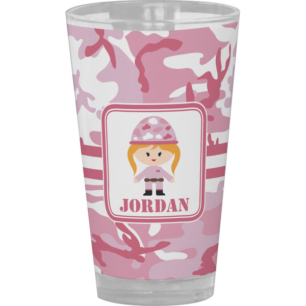 Custom Pink Camo Pint Glass - Full Color (Personalized)