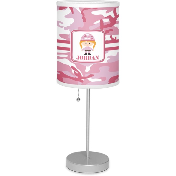 Custom Pink Camo Lamp with Drum Shade (Personalized)