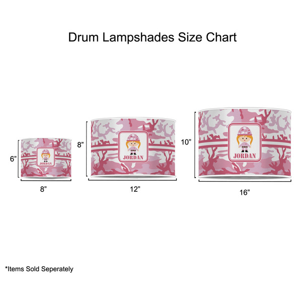 Pink Camo Drum Lampshades - Sizing Chart