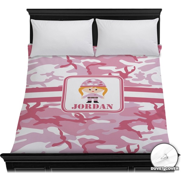 Custom Pink Camo Duvet Cover - Full / Queen (Personalized)