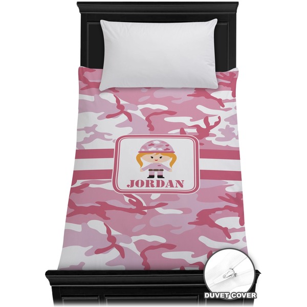 Custom Pink Camo Duvet Cover - Twin (Personalized)