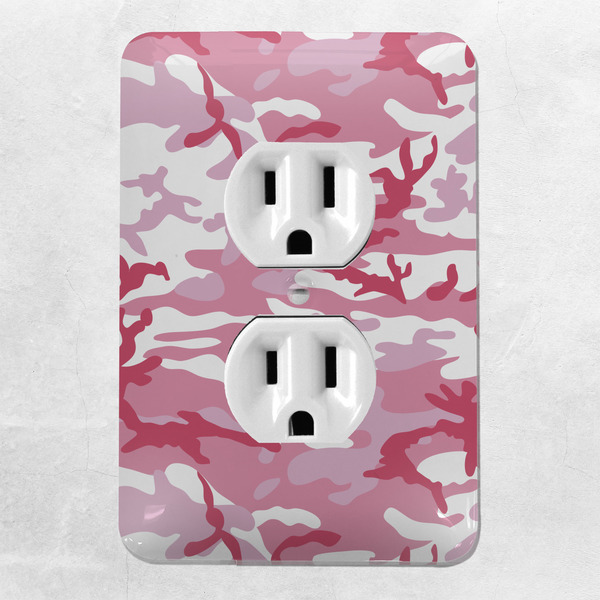 Pink Camo Electric Outlet Plate - LIFESTYLE