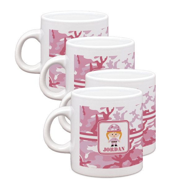 Custom Pink Camo Single Shot Espresso Cups - Set of 4 (Personalized)