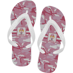 Pink Camo Flip Flops - Large (Personalized)