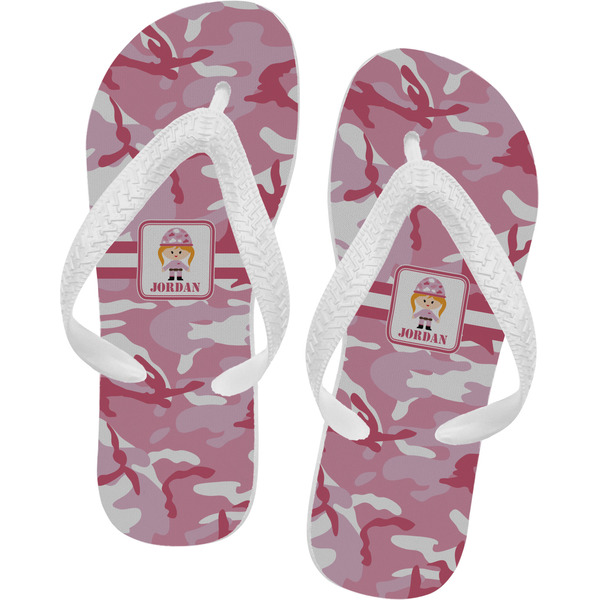 Custom Pink Camo Flip Flops - Small (Personalized)