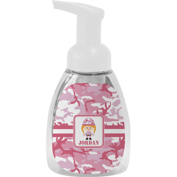 Custom Pink Camo Foam Soap Bottle - White (Personalized)