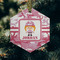 Pink Camo Frosted Glass Ornament - Hexagon (Lifestyle)