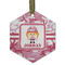 Pink Camo Frosted Glass Ornament - Hexagon
