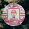 Pink Camo Frosted Glass Ornament - Round (Lifestyle)