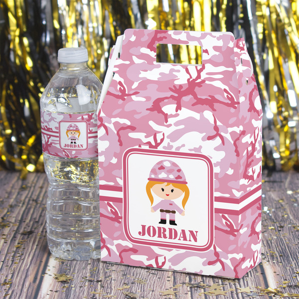 Pink Camo Gable Favor Box - In Context
