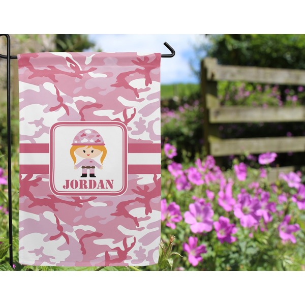 Pink Camo Garden Flag - Outside In Flowers