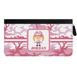 Pink Camo Genuine Leather Ladies Zippered Wallet (Personalized)