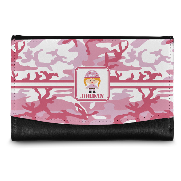 Custom Pink Camo Genuine Leather Women's Wallet - Small (Personalized)