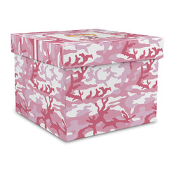 Pink Camo Gift Box with Lid - Canvas Wrapped - Large (Personalized)