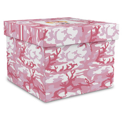 Pink Camo Gift Box with Lid - Canvas Wrapped - X-Large (Personalized)