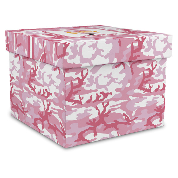 Custom Pink Camo Gift Box with Lid - Canvas Wrapped - X-Large (Personalized)