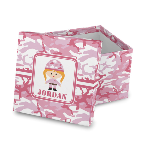 Custom Pink Camo Gift Box with Lid - Canvas Wrapped (Personalized)