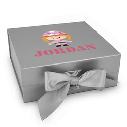 Pink Camo Gift Box with Magnetic Lid - Silver (Personalized)